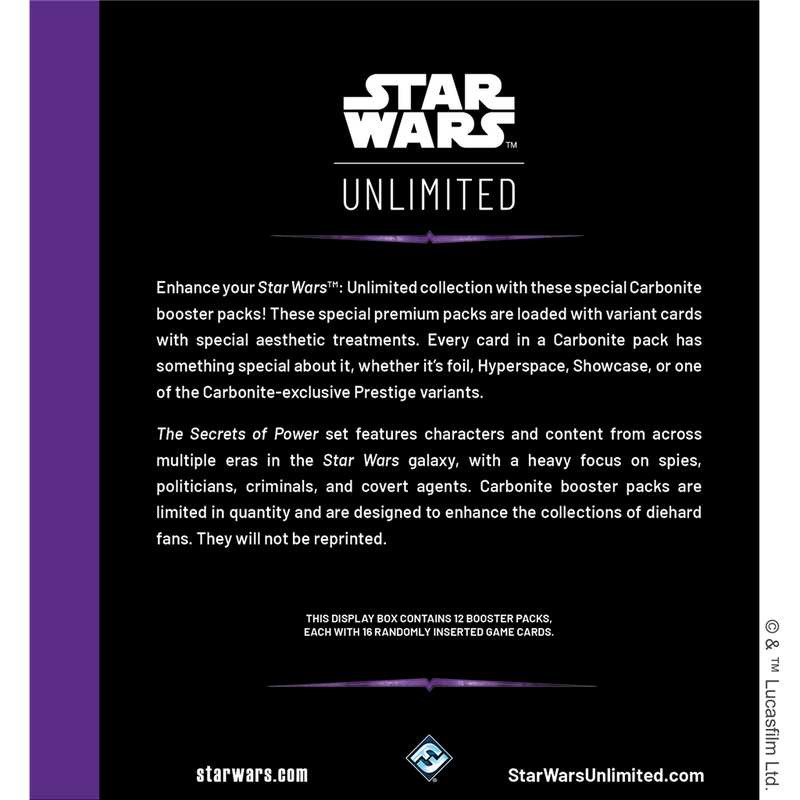 Secrets of Power | Star Wars Unlimited | Carbonite Booster Box