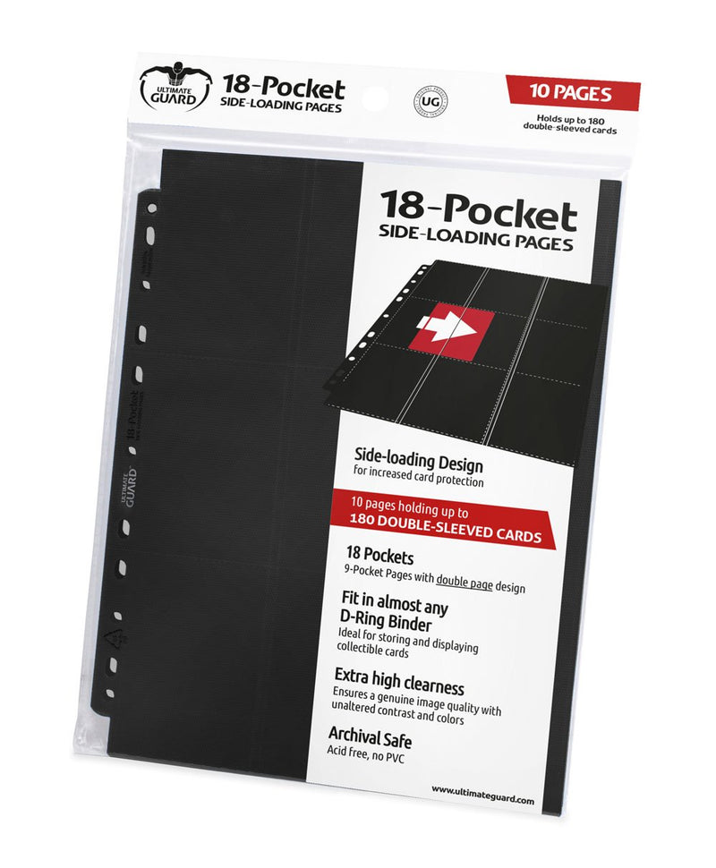 Paquete de 10 páginas de 18 bolsillos Sideloading Negro de Ultimate Guard